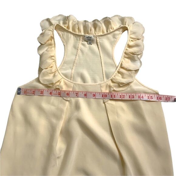 ARITZIA Wilfred 100% Silk Ruffle Neck Pale Yellow Sleeveless Top Sz XS - Picture 6 of 10